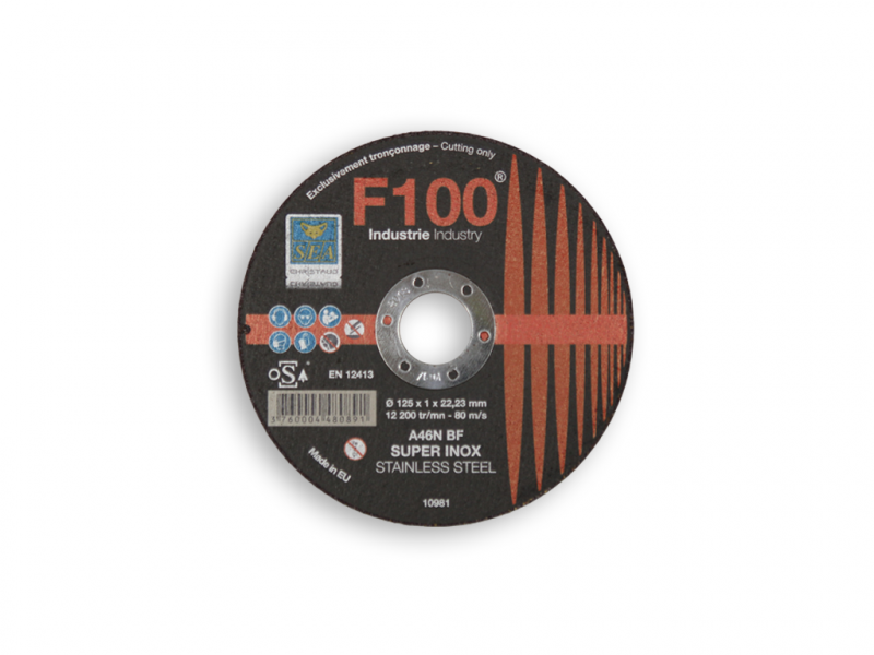 Lot de 100 disques à tronçonner Ø 125 x 1,0 mm, Disques à tronçonner inox, Pour métal acier inoxydable