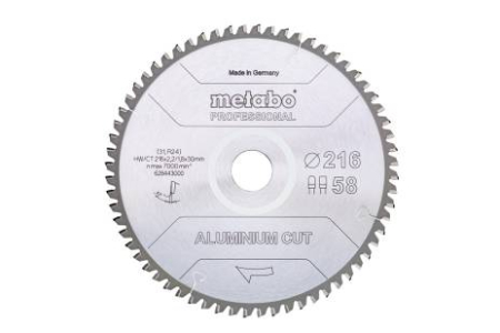 Lame de scie « aluminium cut - professional », 216x30 Z58 FZ/TZ 5°neg - 628443000 - METABO